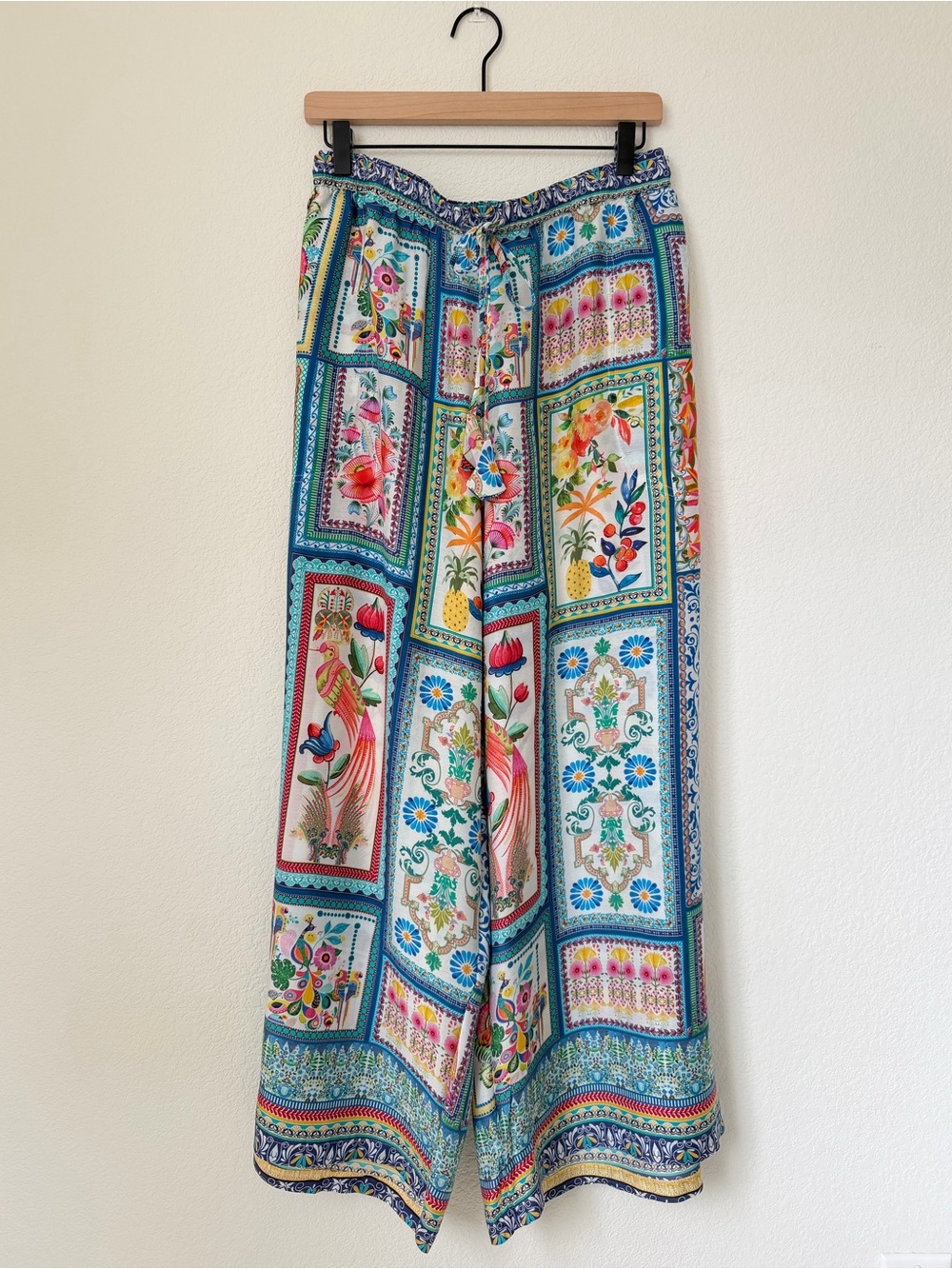 LULALIFE Colorful Patchwork Floral Pants 2X 100% Viscose